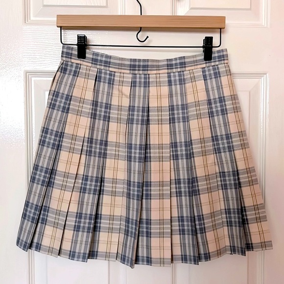 Japanese High School Uniform Plaid Skirt XL Waist 28-29 - Picture 1 of 6